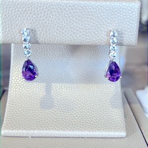 Sterling Silver Amethyst with White Sapphire Earrings